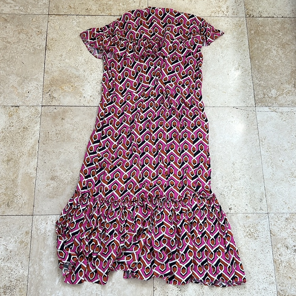 Anthro Corey Lynn Calter Annabel Geometric Midi Shirtdress Dress Pink Orange S - Picture 8 of 8
